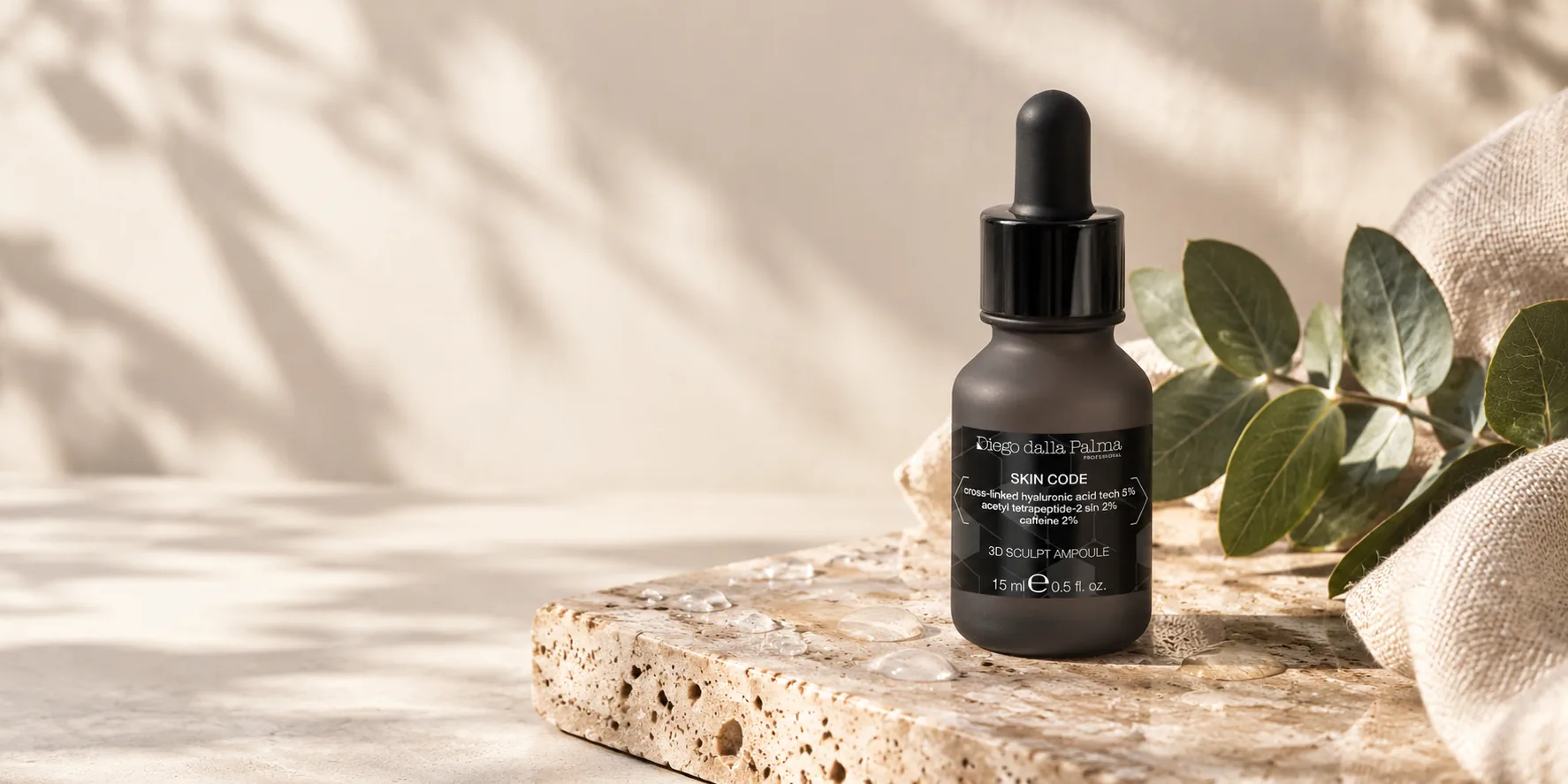 Diego dalla Palma SKIN CODE 3D Skulpt Serum z eukaliptusem na jasnym kamieniu